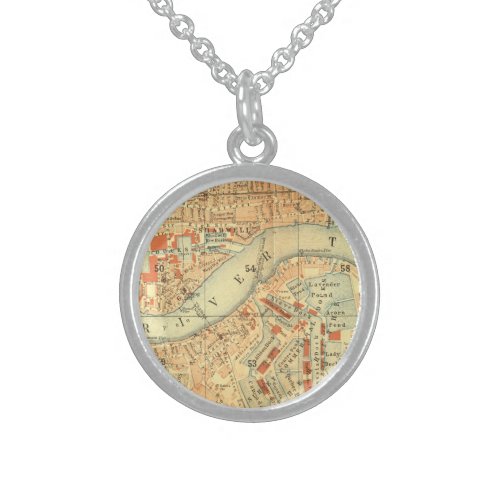 London Thames Vintage Map Sterling Silver Necklace