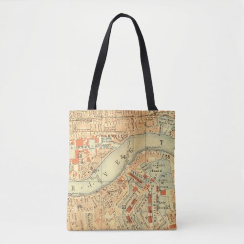 London Thames Vintage Map Tote Bag