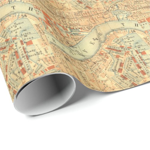 London Thames Vintage Map Wrapping Paper