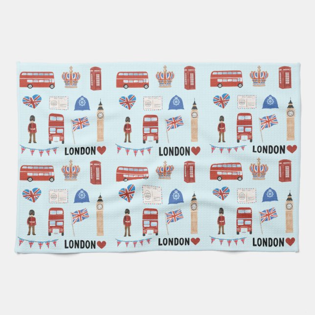London Theme Kitchen Tea Towel (Horizontal)