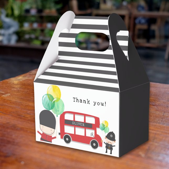 London Theme Red Double-decker Bus Kids Party Favor Boxes (Creator Uploaded)