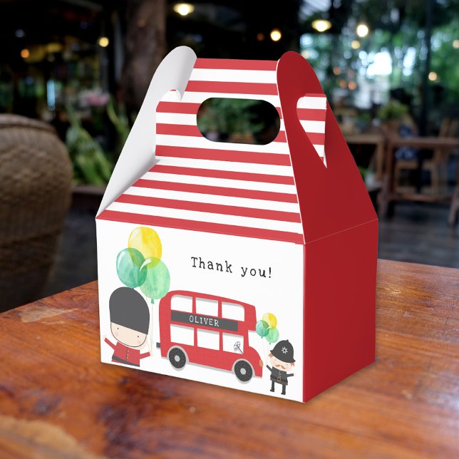 London Theme Red Double-decker Bus Kids Party Favor Boxes (Creator Uploaded)