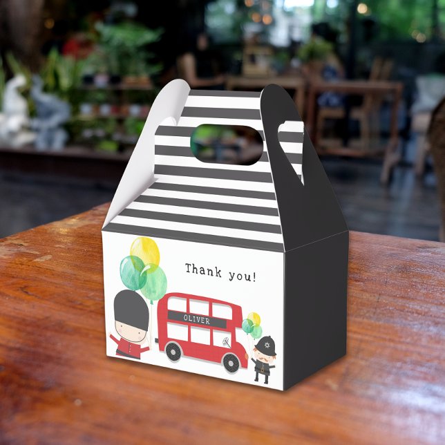 London Theme Red Double-decker Bus Kids Party Favor Boxes (Creator Uploaded)