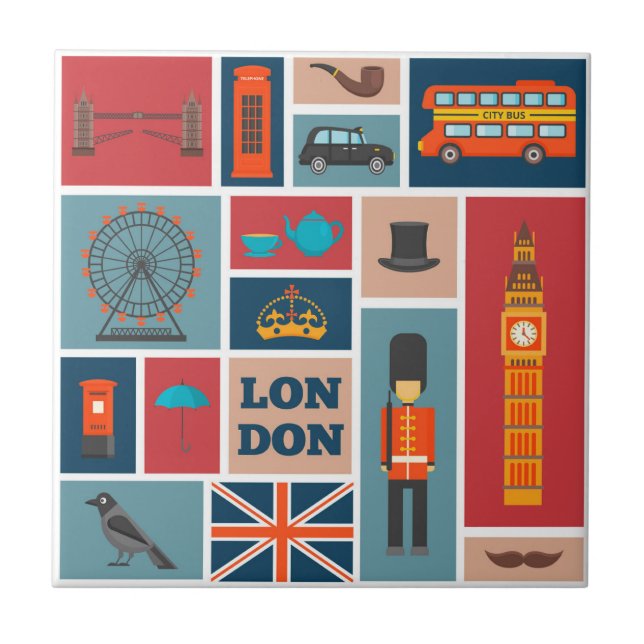 London Themed  Ceramic Tile (Front)