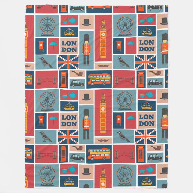 London Themed Fleece Blanket (Front)