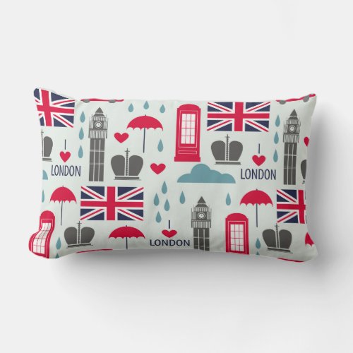 London Themed Lumbar Pillow