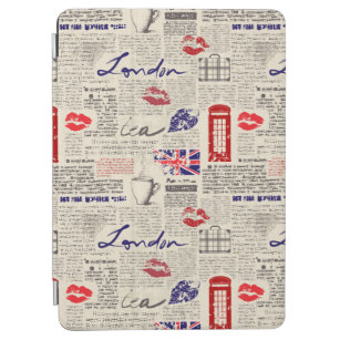 London Themed Seamless Pattern with Phone Booths iPad Air Cover