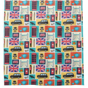 London Themed Shower Curtain