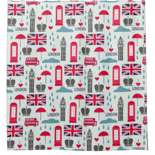 London Themed Shower Curtain