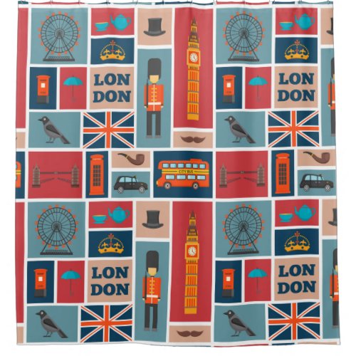 London Themed Shower Curtain