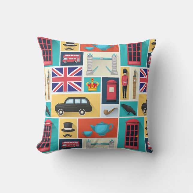 London Themed Throw Pillow (Front)