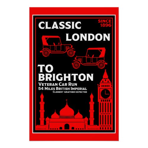 London To Brighton Veteran Car Run Poster