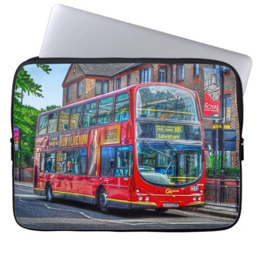 London to Lewisham Red Double_decker Bus UK Laptop Sleeve