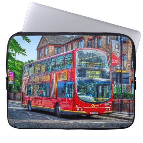 London to Lewisham Red Double_decker Bus UK Laptop Sleeve