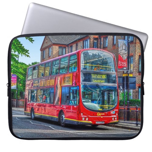 London to Lewisham Red Double_decker Bus UK Laptop Sleeve