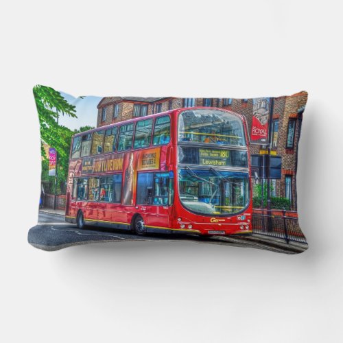 London to Lewisham Red Double_decker Bus UK Lumbar Pillow