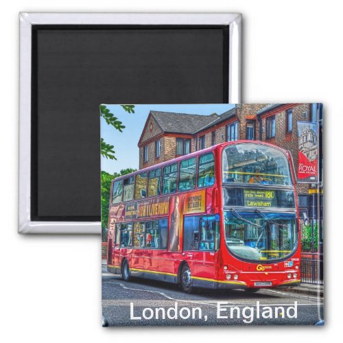 London to Lewisham Red Double_decker Bus UK Magnet