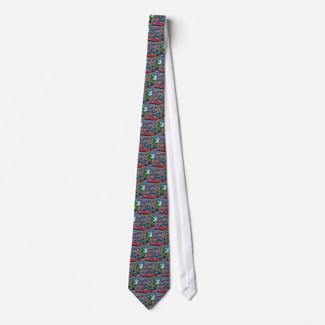 London to Lewisham Red Double-decker Bus UK Neck Tie (Front)