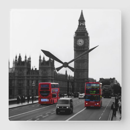 London tour Bus and Big ben wall clock