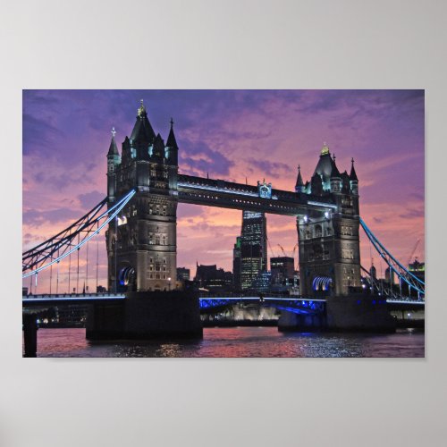 London Tower Bridge at night poster