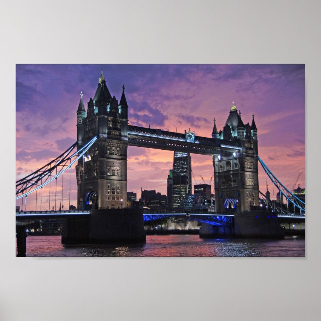 London Tower Bridge at night poster (Front)