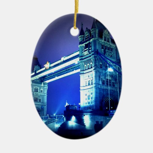 London Tower Bridge  Blue Night Ceramic Ornament
