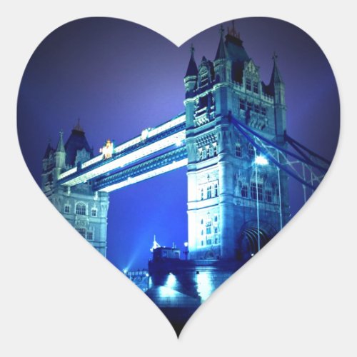 London Tower Bridge  Blue Night Heart Sticker