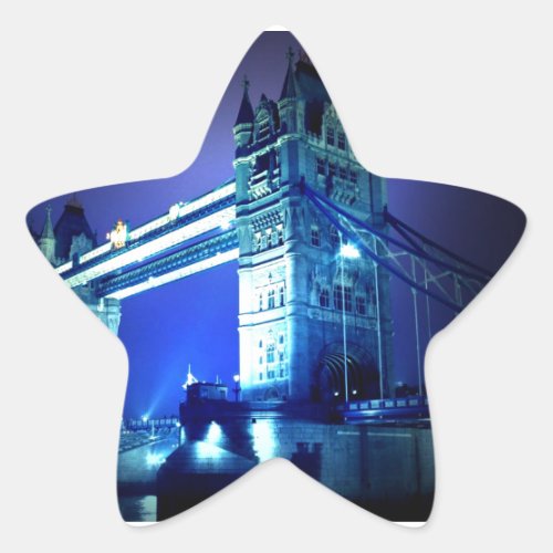 London Tower Bridge  Blue Night Star Sticker