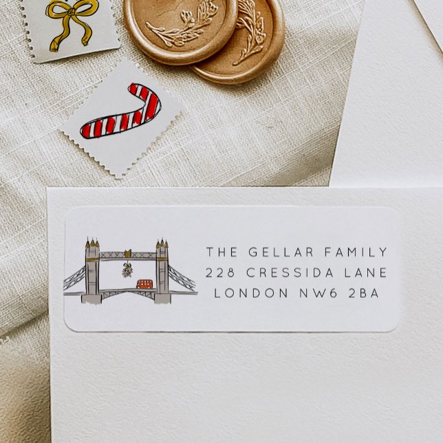 London Tower Bridge Christmas Return Address Label (London Tower Bridge Christmas Return Address Label)