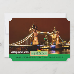 London, Tower Bridge & Happy New Year! Wishes Card