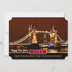 London, Tower Bridge & Happy New Year! Wishes Card