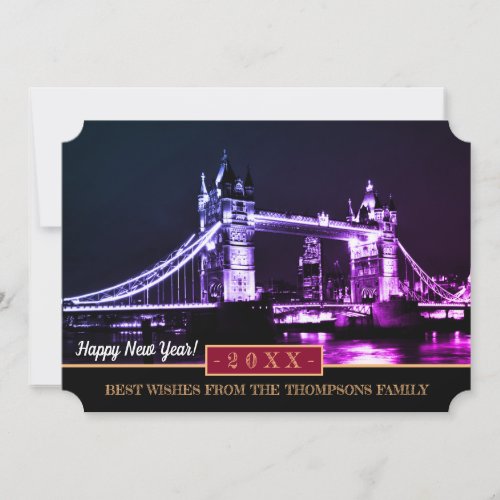 London Tower Bridge  Happy New Year Wishes Card