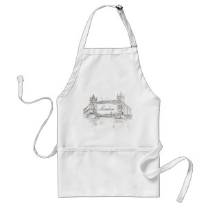 London Tower Bridge  Ink Illustration Adult Apron