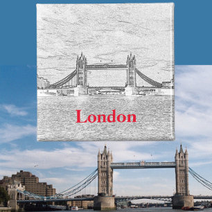 London Tower Bridge Red Black White Artistic Magnet