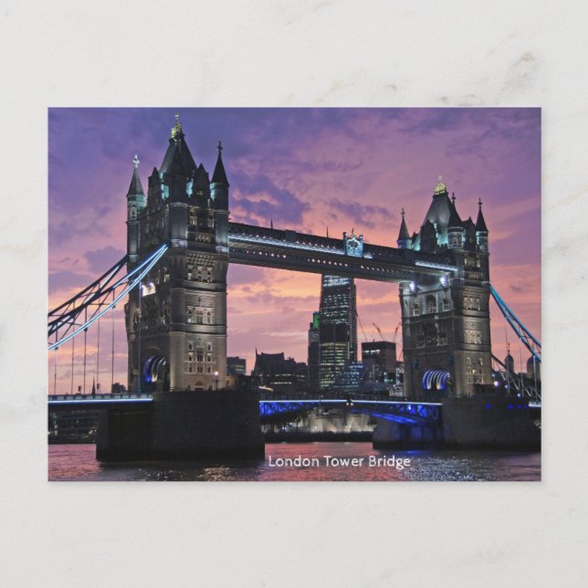 London Tower Bridge Sunset Postcard (Front)