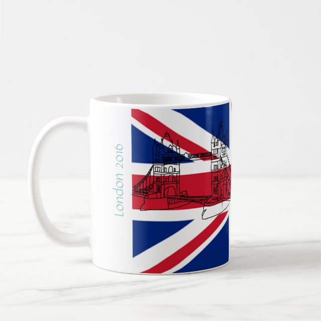 London Tower Bridge Union Jack Flag British Coffee Mug (Left)