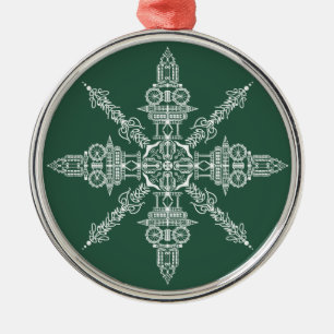 London Town Hidden Words and Images Snowflake Metal Ornament
