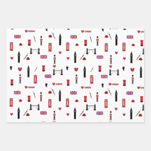 London Town pattern Wrapping Paper Sheets