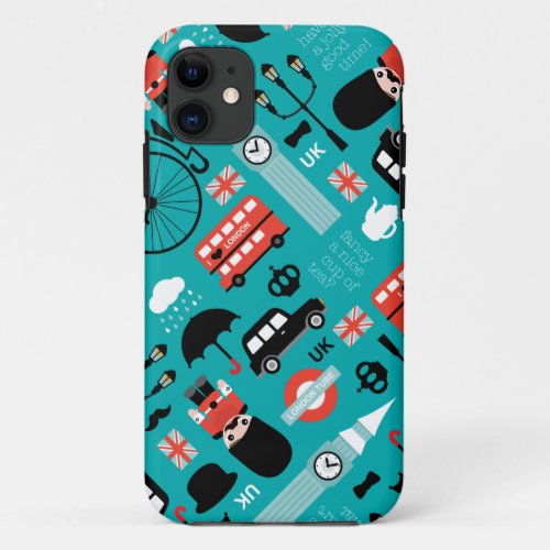 London travel icon retro illustration print iPhone 11 case