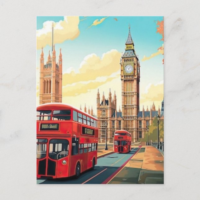 London Travel Postcard Art, London Travel Art, Eng (Front)