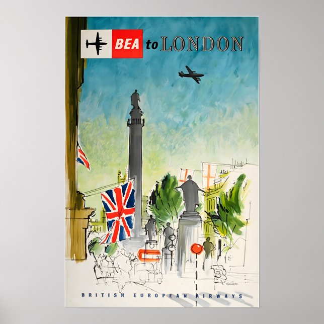 London Travel Poster England Art Print Tourism Ad  (Front)