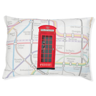 London Tube Map Custom Name Red Phone Booth Pet Bed
