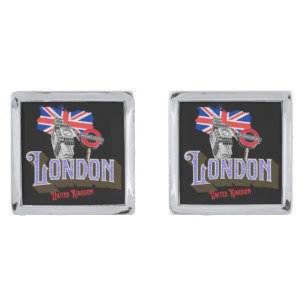 London UK, Big Ben, Underground, Union Jack Cufflinks