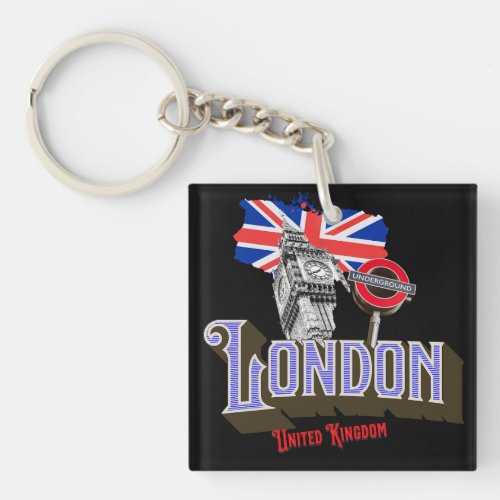 London UK Big Ben Underground Union Jack Keychain