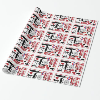 London UK Icons Gift Wrap, Red, Black, Union Jack Wrapping Paper
