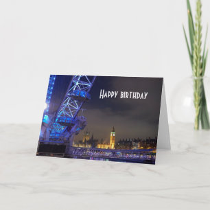 London UK Night Landscape London Eye View Card