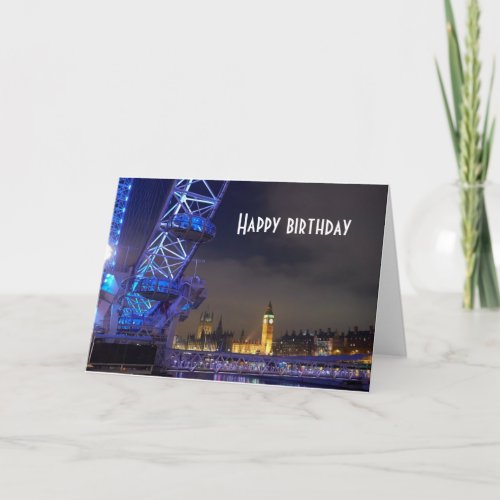 London UK  Night Landscape London Eye View Card