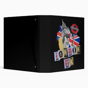 London UK retro style design 3 Ring Binder