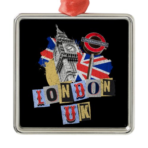 London UK retro style design Metal Ornament