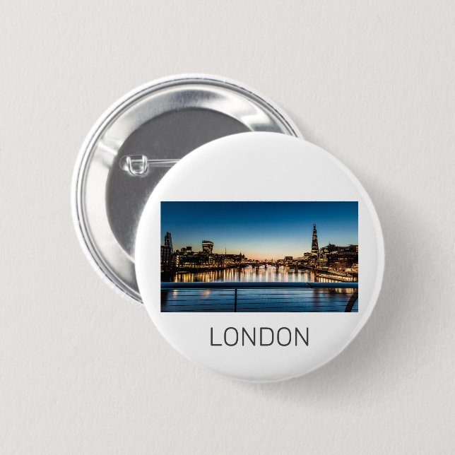 London Uk Skyline United Kingdom England Souvenir Button (Front & Back)